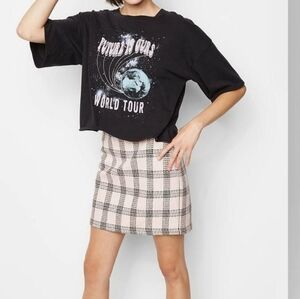 Wild Fable Pink Plaid Tweed Mini Skirt